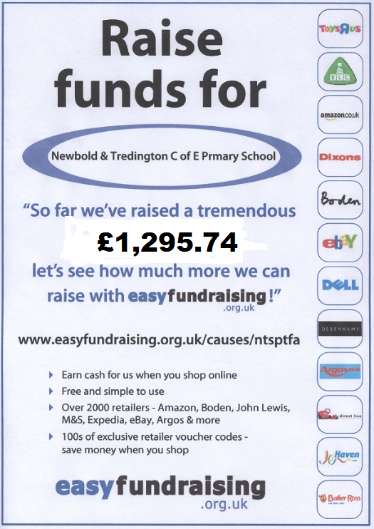 We have raised £1295.74 through easyfundraising